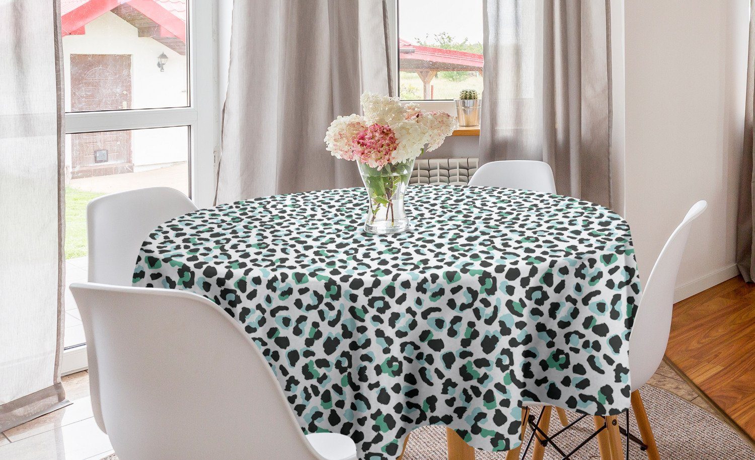 Küche Spots Abdeckung Tischdecke Kreis Leopard für Tierhaut Print Dekoration, Abakuhaus Esszimmer Tischdecke