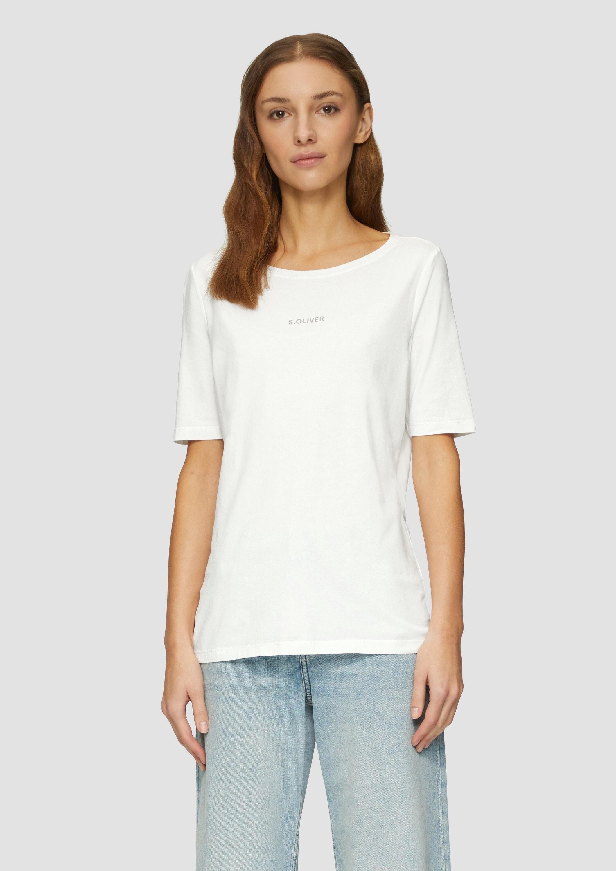 s.Oliver Kurzarmshirt T-Shirt Elastisches T-Shirt mit Logo-Print günstig online kaufen