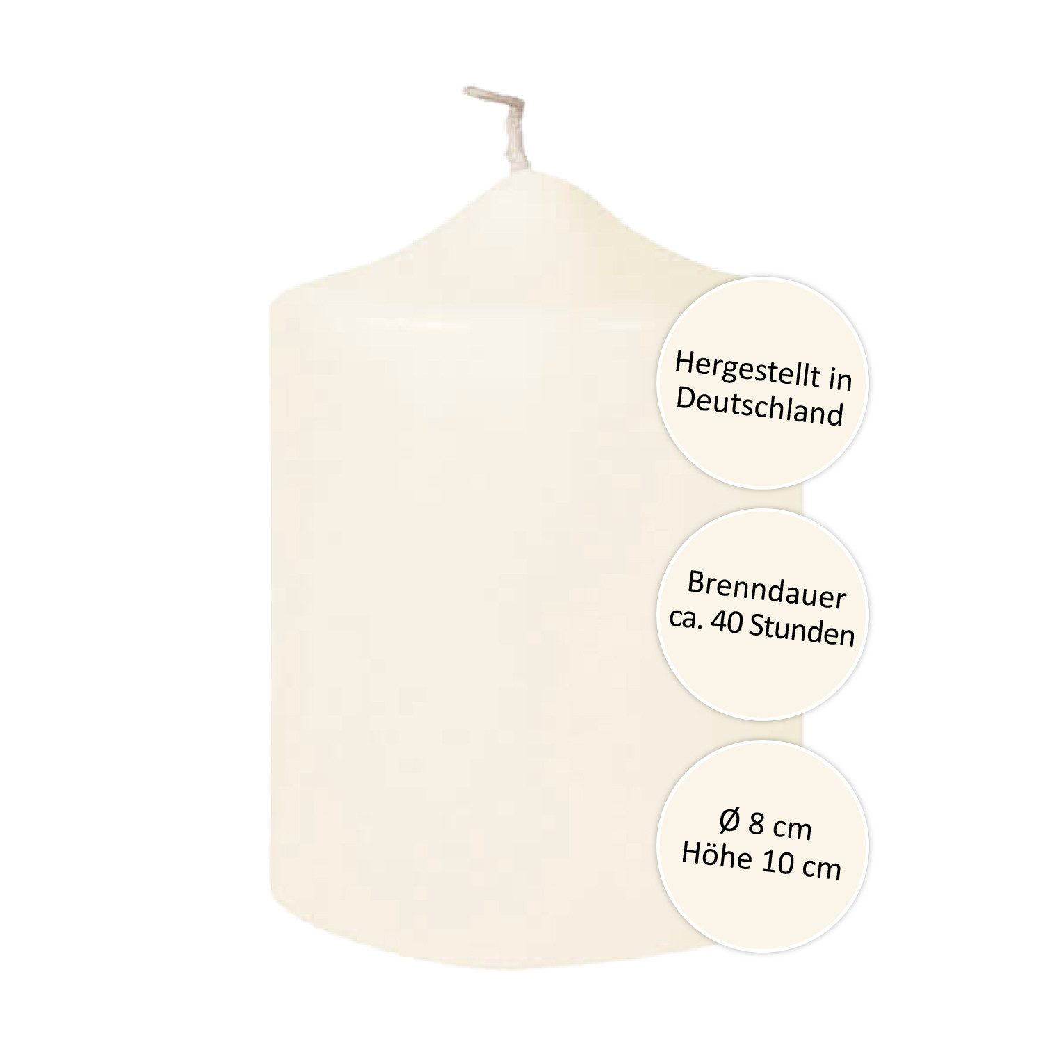 Fink Stumpenkerze FINK Stumpenkerze Candle - creme - H. 10cm x B. 8cm x D. 8cm (1 Stück)