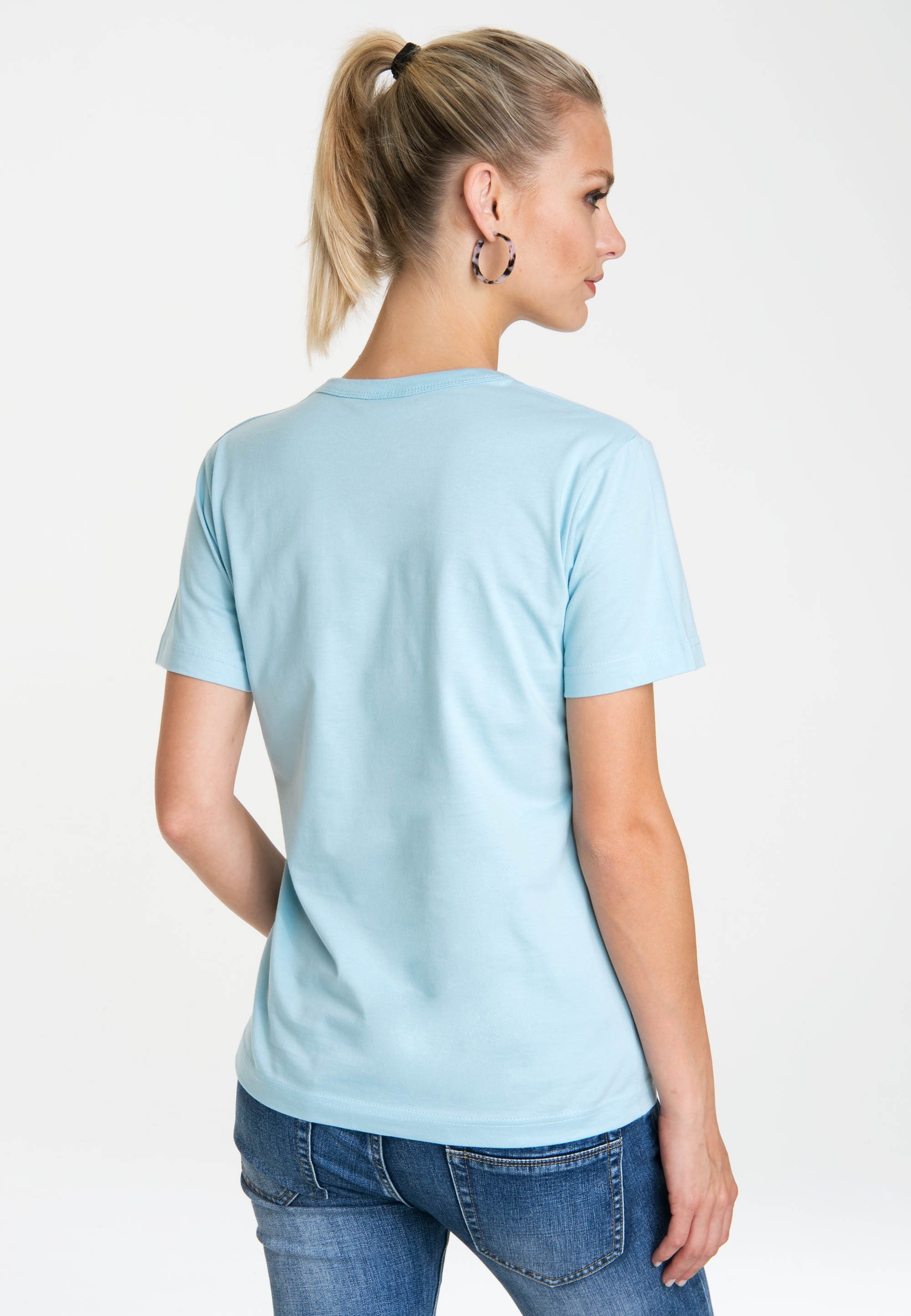 LOGOSHIRT - Originalddesign hellblau Krümelmonster T-Shirt mit lizenziertem Sesamstrasse
