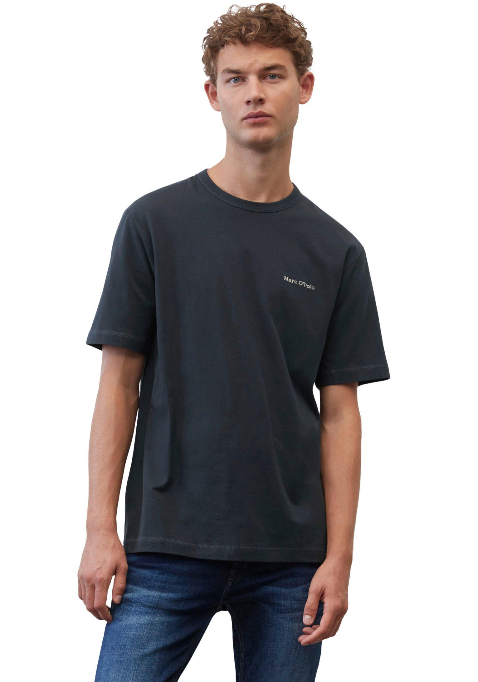 Marc O'Polo T-Shirt mit dezenter Label-Stickerei marine