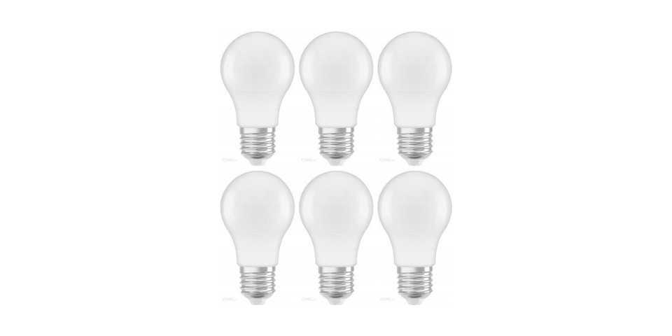 Osram LED-Leuchtmittel Led Value Classic A40 4.9W 4000K Glühbirne E27 Lampe [6er], E27, 6 St., Kalt Weiss, Energiesparend, Mattiert,470 lm,4000K,Kalt Weiss