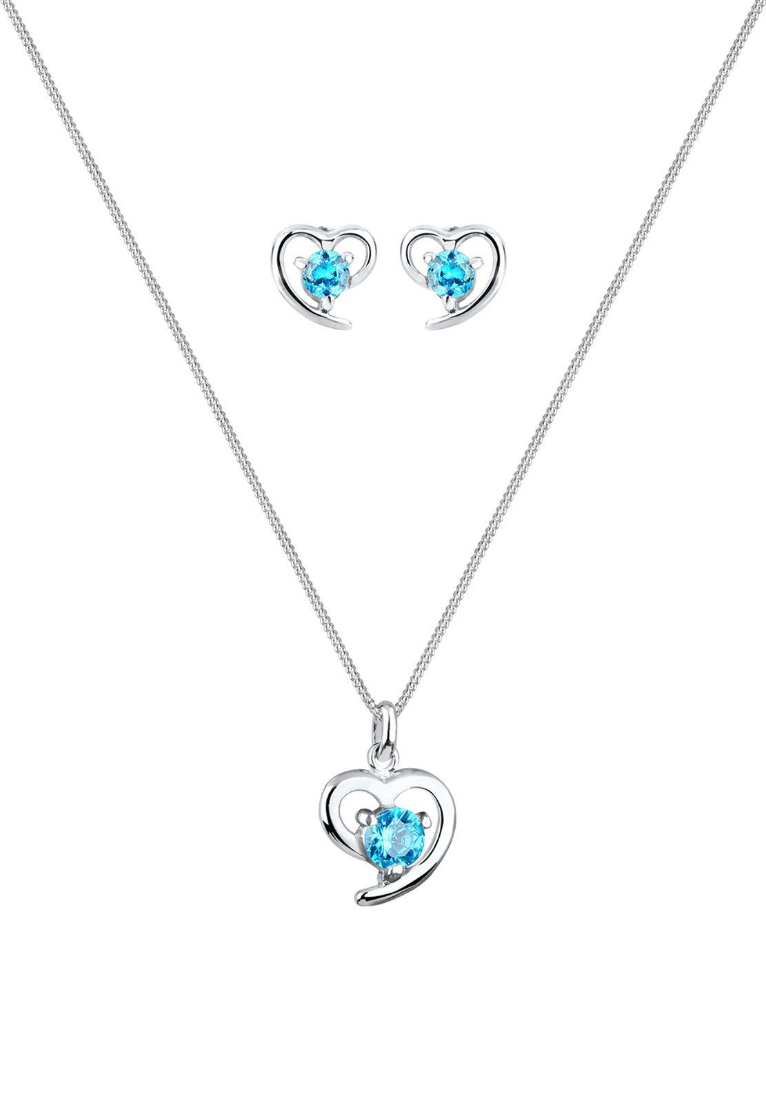 Elli Schmuckset Herz Zirkonia Weiß 925 günstig online kaufen