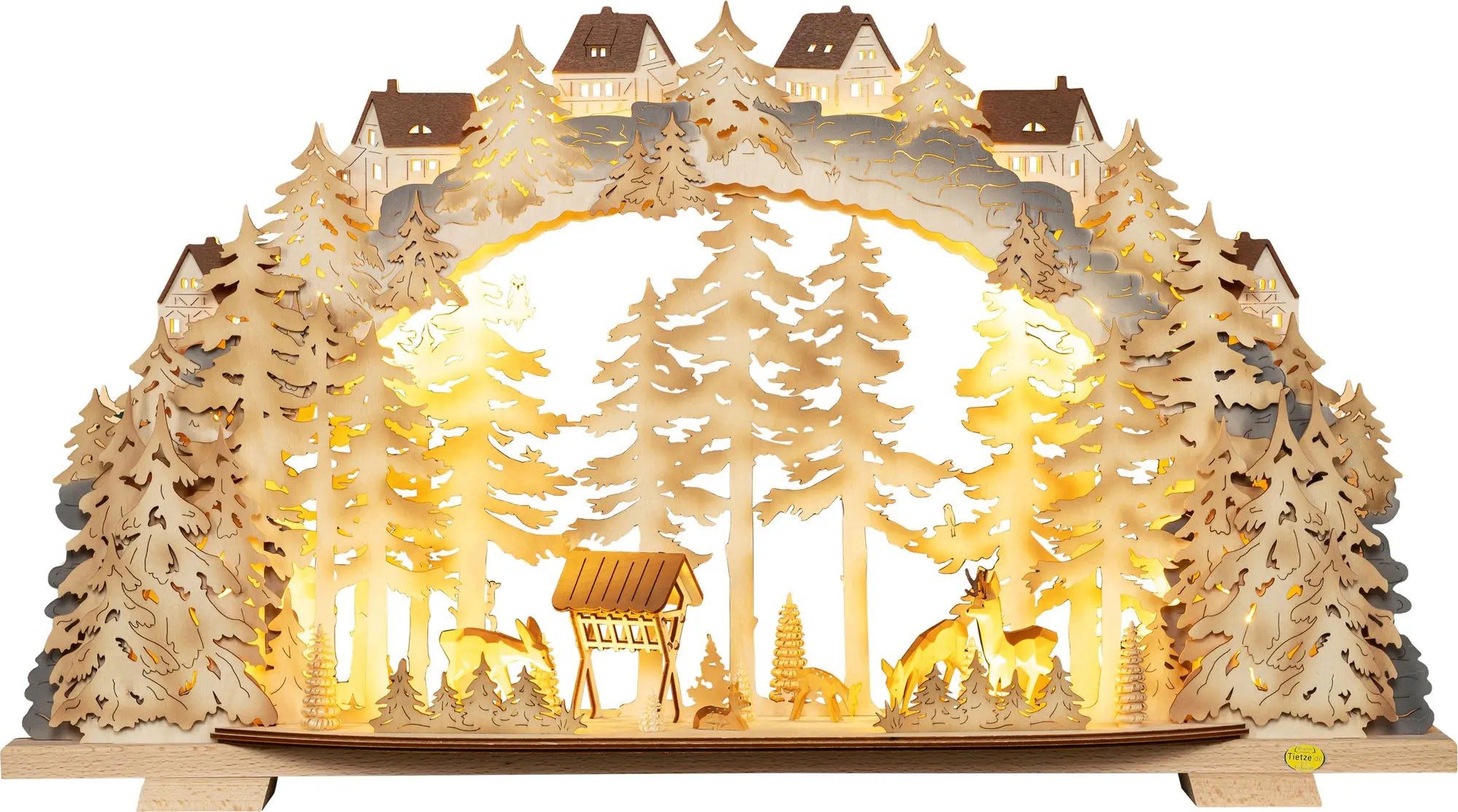 Tietze Erzgebirgsdesign LED Schwibbogen Rehe im Hochwald exklusiv, 70x39x13 cm (BxHxT)