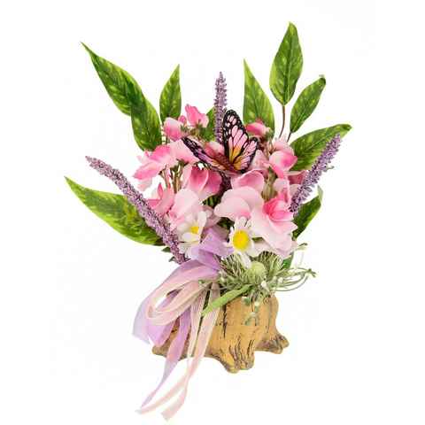 Kunstpflanze Orchideen, Gänseblümchen, Schmetterling und Schleife, I.GE.A., Höhe 23 cm, 23 cm