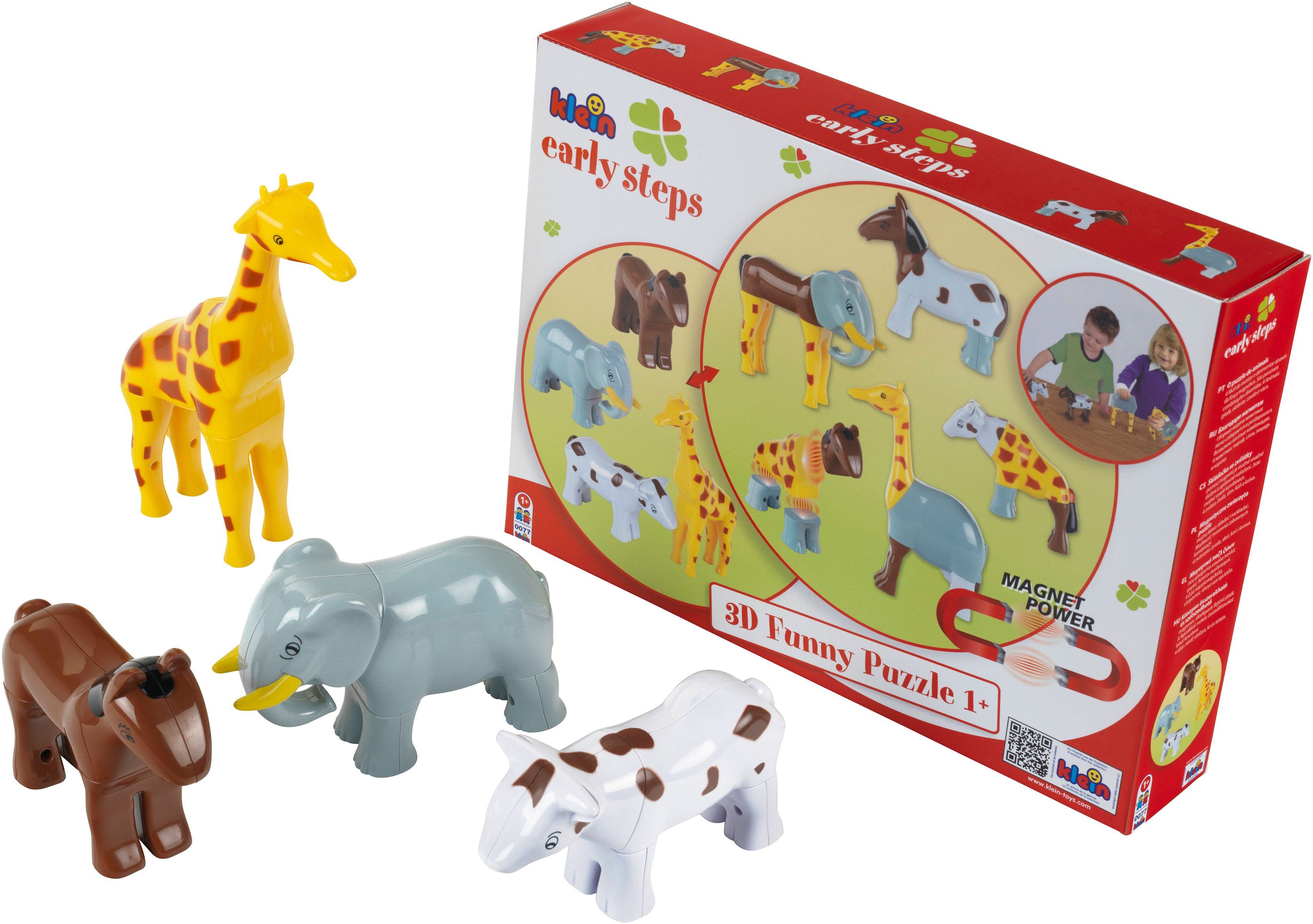 Klein Steckpuzzle Early Steps Magnetpuzzle 4 Tiere, 16 Puzzleteile