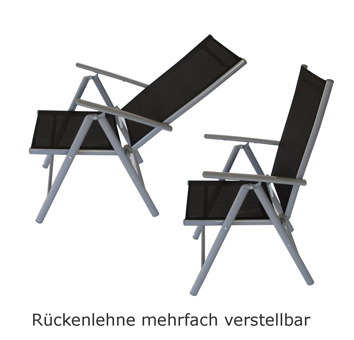 Gartensessel wetterfest DEGAMO Gewebe schwarz, RAVENNA klappbar, (4-St), Aluminium grau,