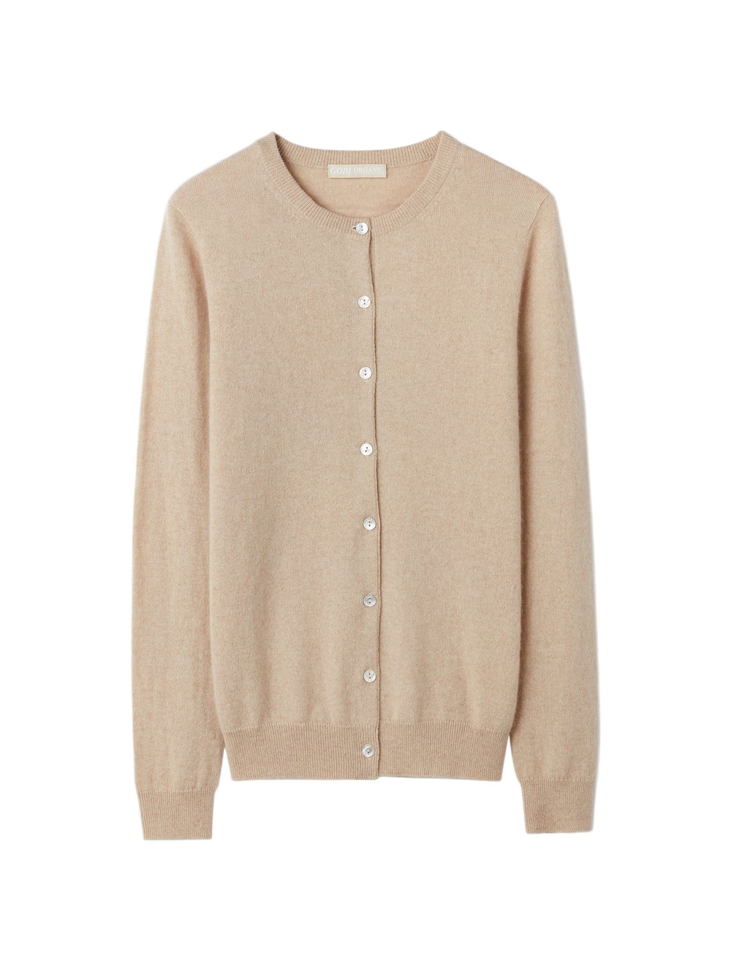 GOBI Cashmere Cardigan Naturfarbe R-Ausschnitt Kaschmirstrickjacke