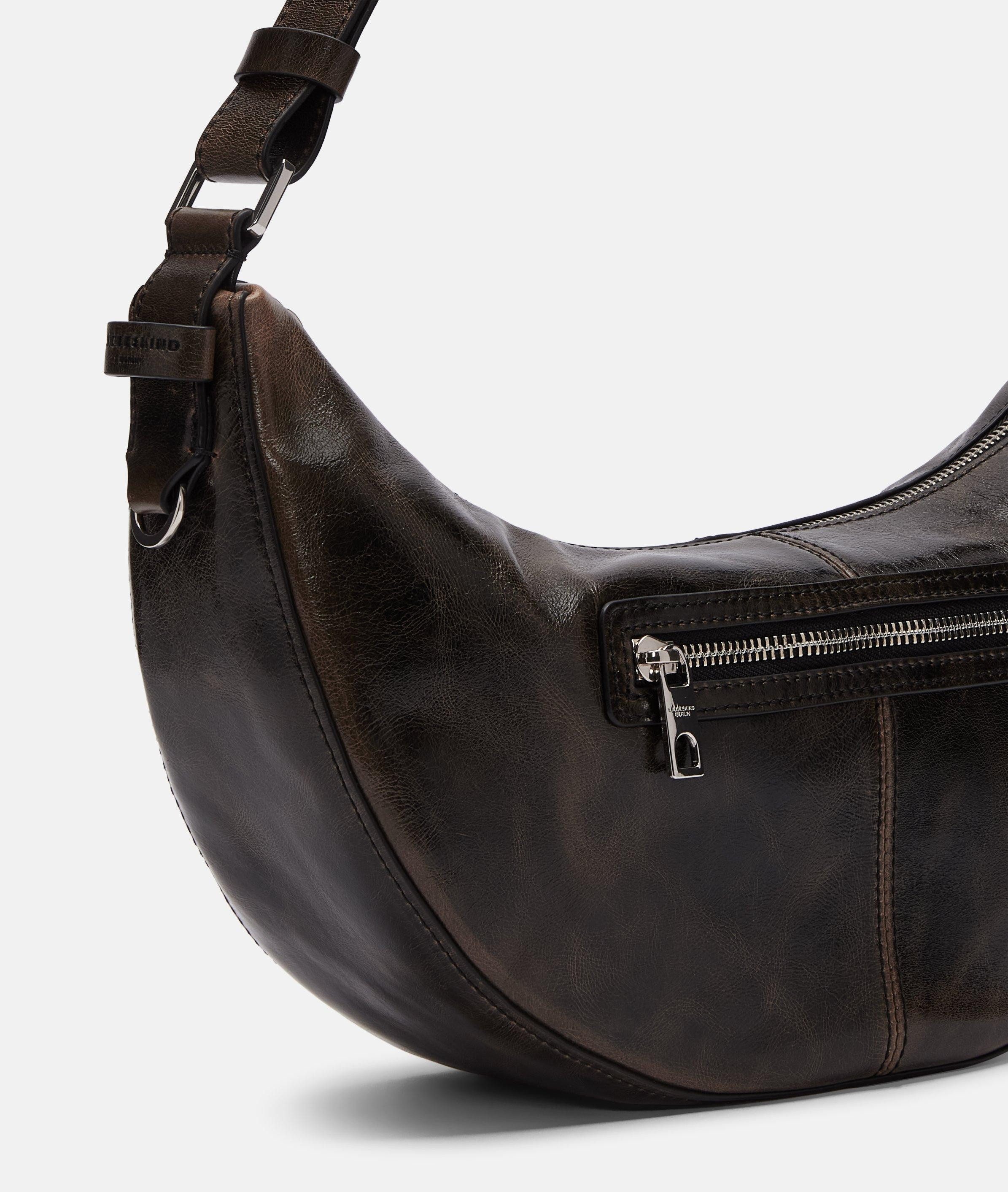 Liebeskind Berlin Schultertasche Moon Hobo S, Handliche Hobo-Bag aus Rindsleder mit glossy Finish