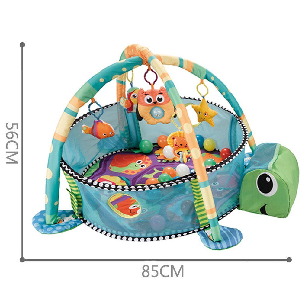 Krabbeldecke 3 in 1 Schildkröte Erlebnisdecke Spielbogen mit 30 Bälle, Dripex