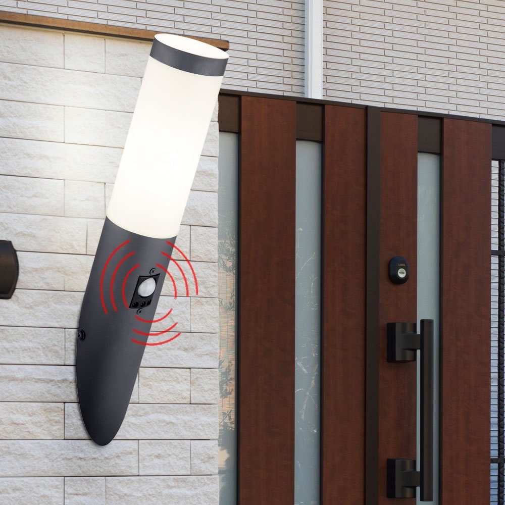 etc-shop LED Außen-Stehlampe, Leuchtmittel inklusive, Warmweiß, Wand Fackel Außen Lampe Bewegungsmelder Fassaden Leuchte ANTRHAZIT im