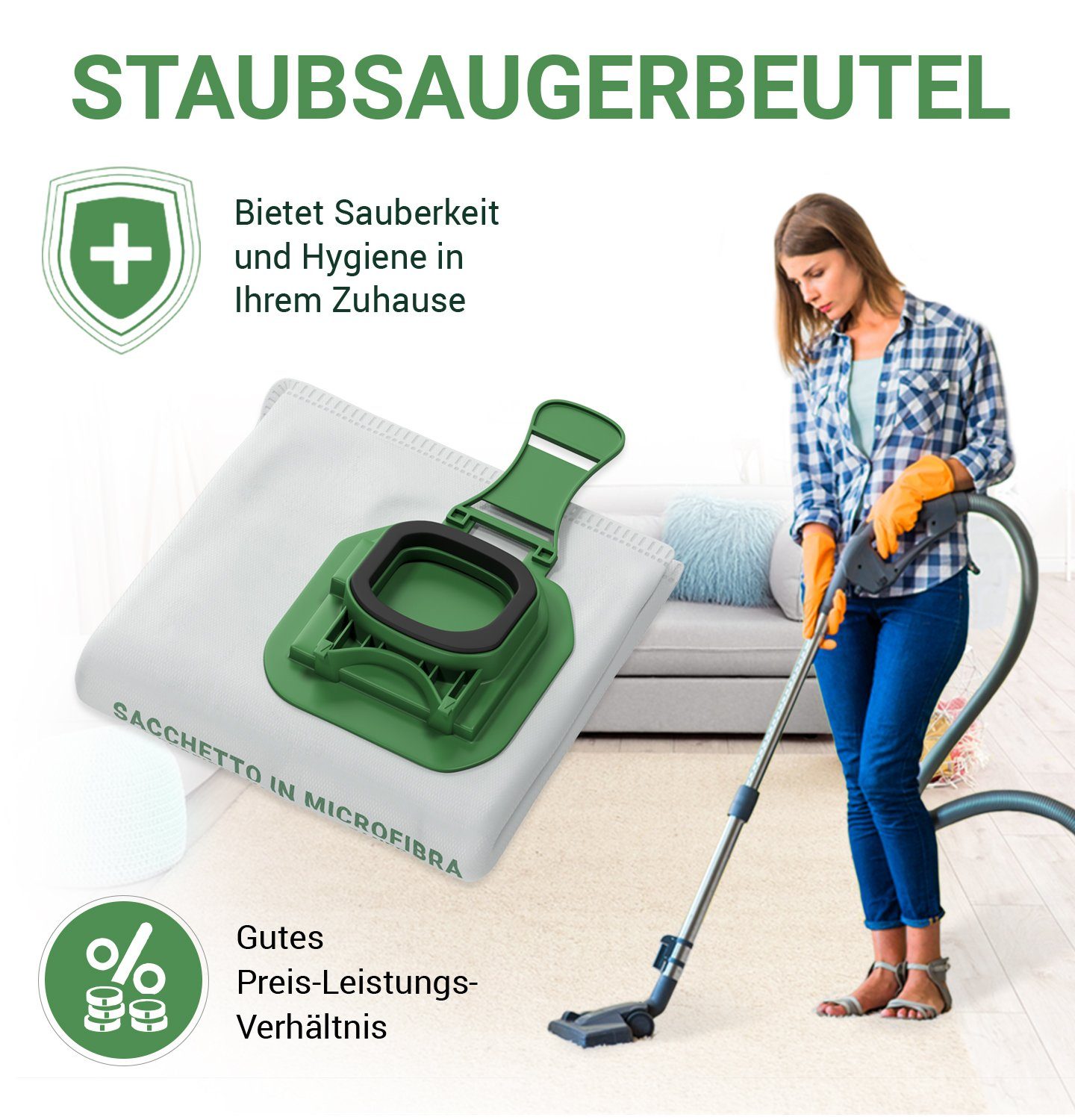 aus Staubsaugerbeutel VIOKS VK 6 lagig, Filterbeutel Vorwerk für 5 140 Kobold passend St., für Microvlies Staubsauger 150 Vorwerk, VK