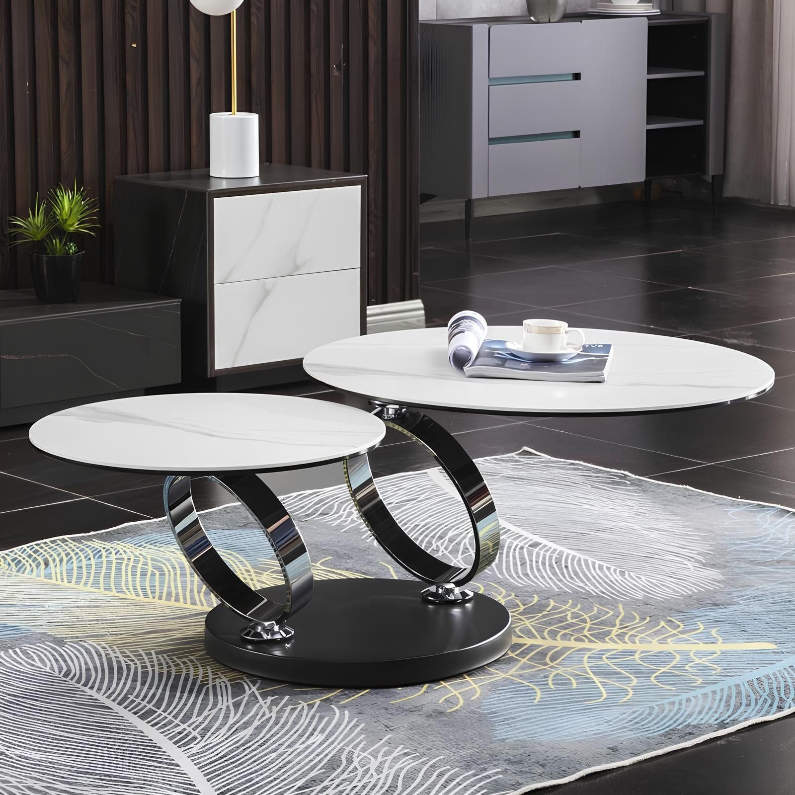 Xlmoebel Couchtisch Eleganter runder Tisch aus Holz für stilvolles Wohnen (Couchtisch 4069943097757), Hergestellt in Europa