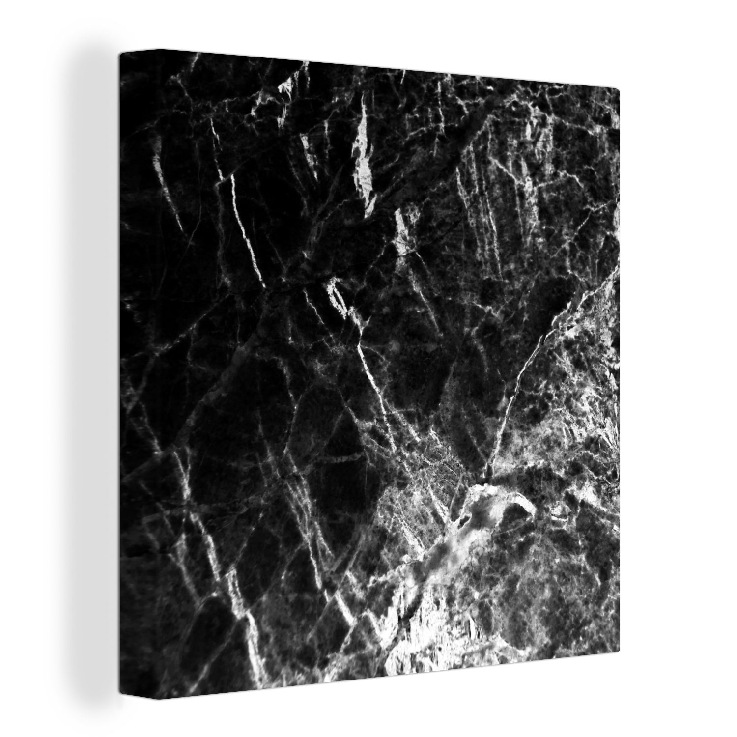 OneMillionCanvasses® Leinwandbild Marmor - Schwarz - Weiß - Klassisch, (1 St), Leinwand Bilder für Wohnzimmer Schlafzimmer bunt | Leinwandbilder