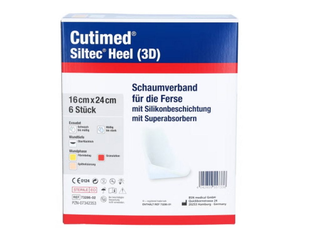 BSN medical GmbH Wundpflaster CUTIMED Siltec Heel 3D 16x24 cm Kompressen (Spar Set, 1 St., Wundheilung unterstützen, Feuchtes Wundmilieu fördern), Hautfreundliche Wundversorgung