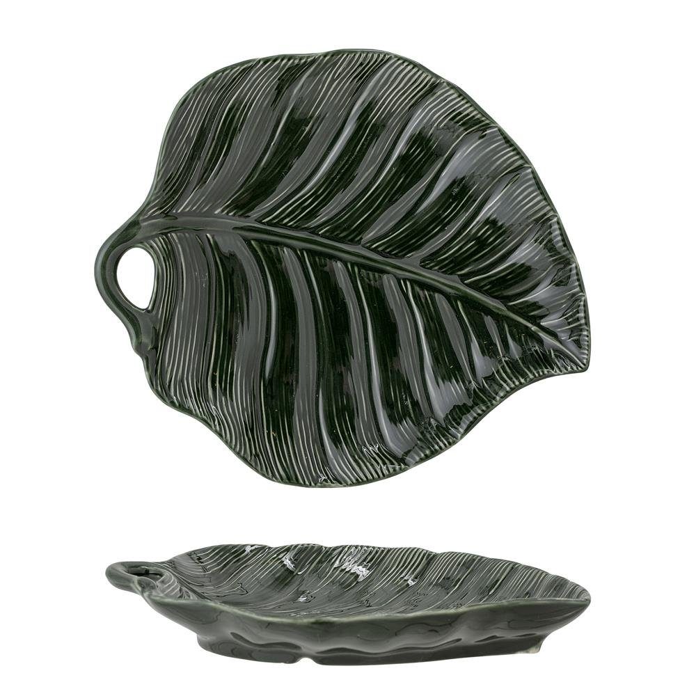 Bloomingville Dekoteller Savanna Teller Grün, Blatt, 25,5x22,5 cm, Steingut, Schale, dänisches Design
