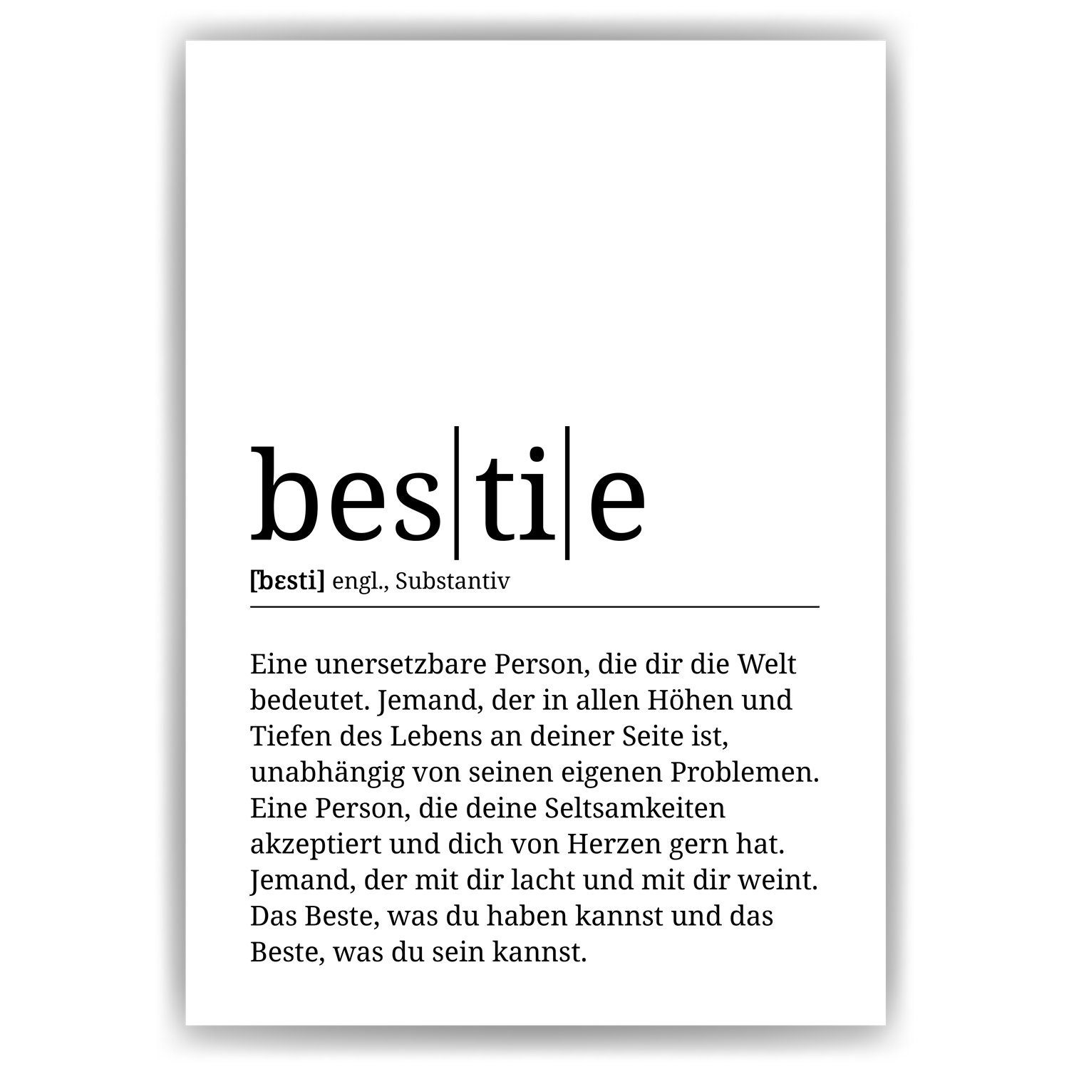 Tigerlino Poster Bestie Definition Beste Freundin Geschenk Freundinnen günstig online kaufen