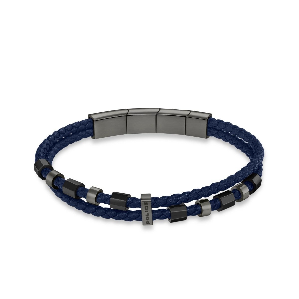 Police Lederarmband Police Armband Herren Freeway Metallperlen Leder Blau PEAGB0035605