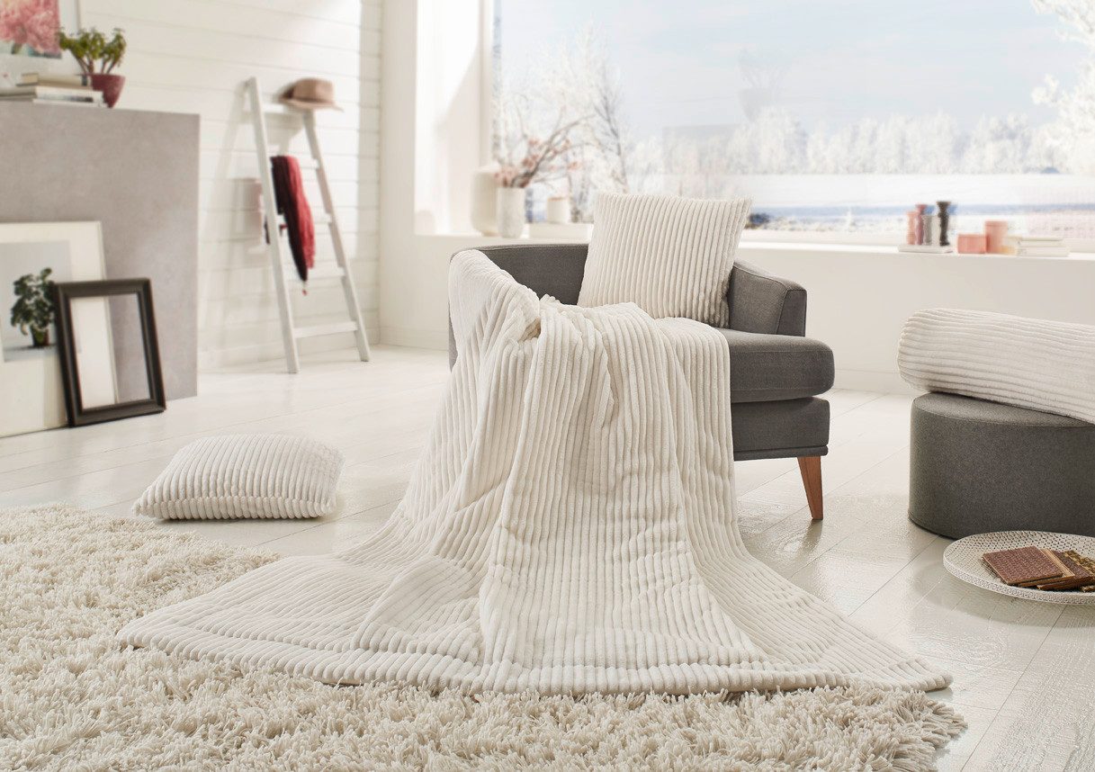 Wohndecke Bettdecke mit Cord-Optik, liebling, zweilagig verarbeitete Wendedecke, samtähnliche Unterseite, modern