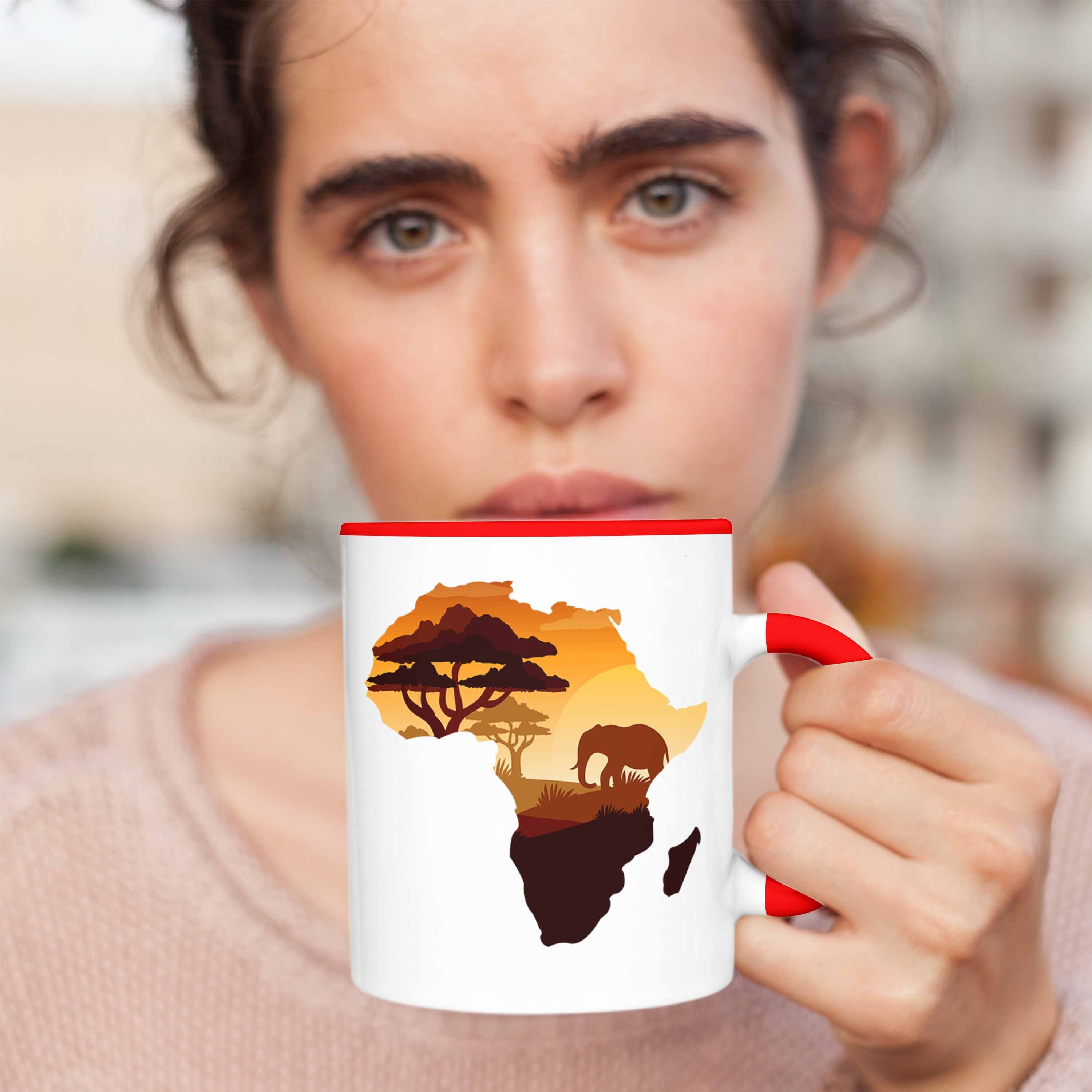 Map Abenteurer Afrika Trendation Tasse Tasse Afrika Rot Tierliebhaber Safari Geschenkidee