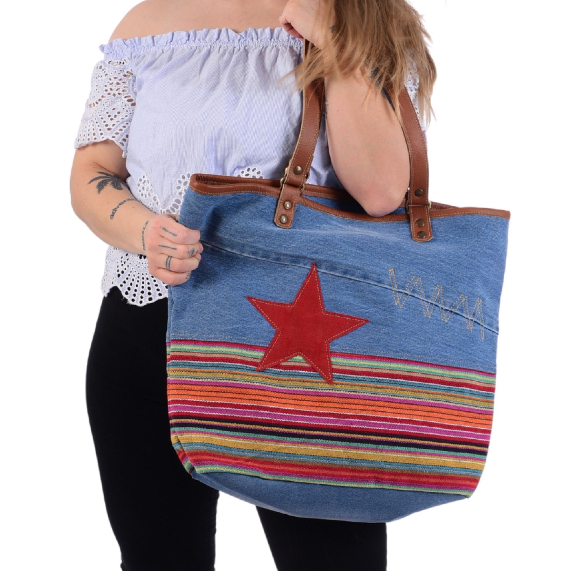 Tasche. Schultertasche, Damen Shopper Nachhaltig Jeanshose Nachhaltige recycelte Handtasche. Vintage Sunsa aus Shopper