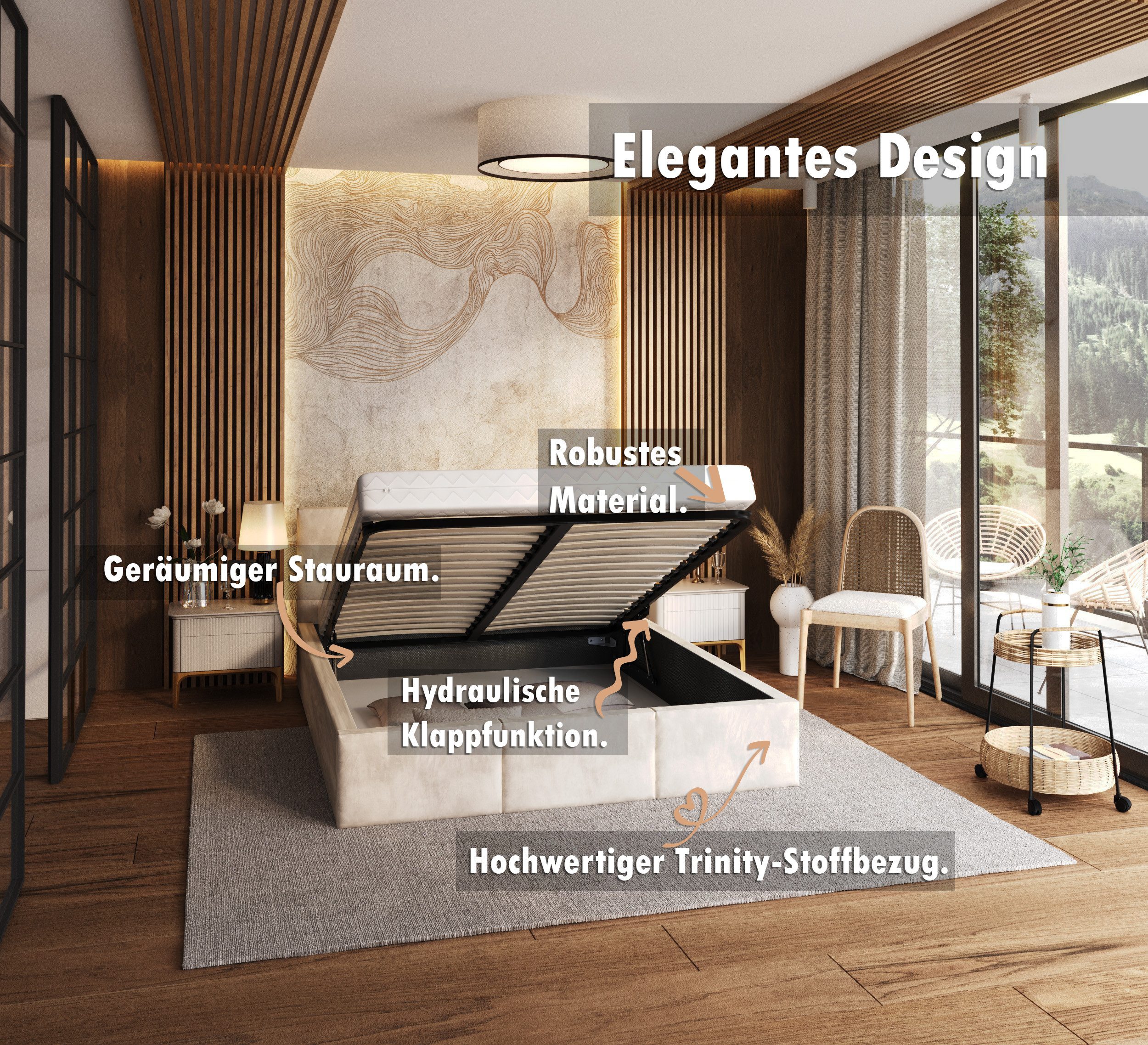 thematys Polsterbett Stauraumbett Bett mit Bettkasten - MADE IN EU - mit sa günstig online kaufen