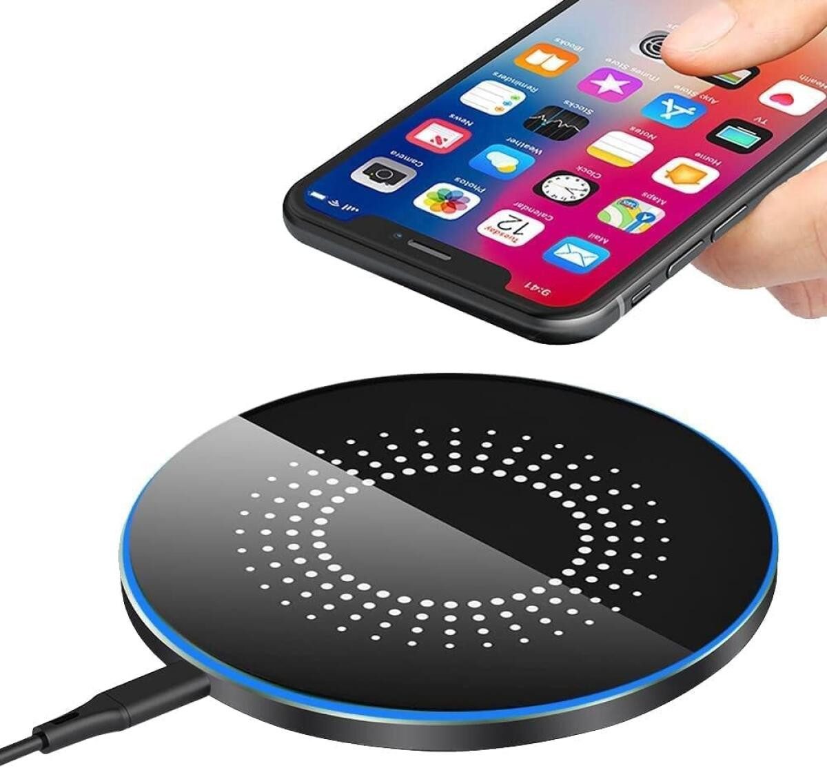 FELIXLEO Wireless Charger 15W Induktions Ladegeraet fuer Samsung iPhone magnetisches Ladekabel