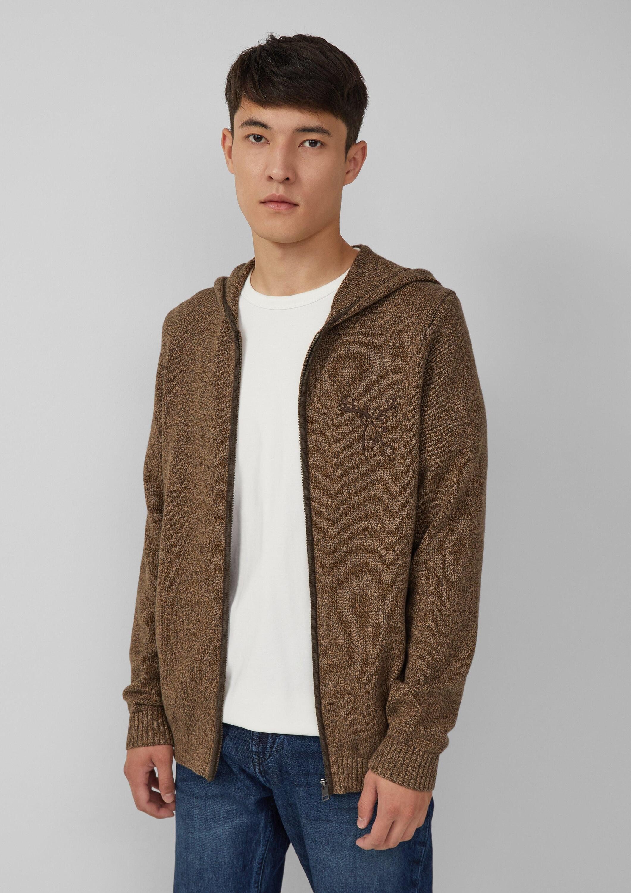 s.Oliver Cardigan Strickjacke Trachtenstrickjacke aus Baumwolle mit Sticker günstig online kaufen