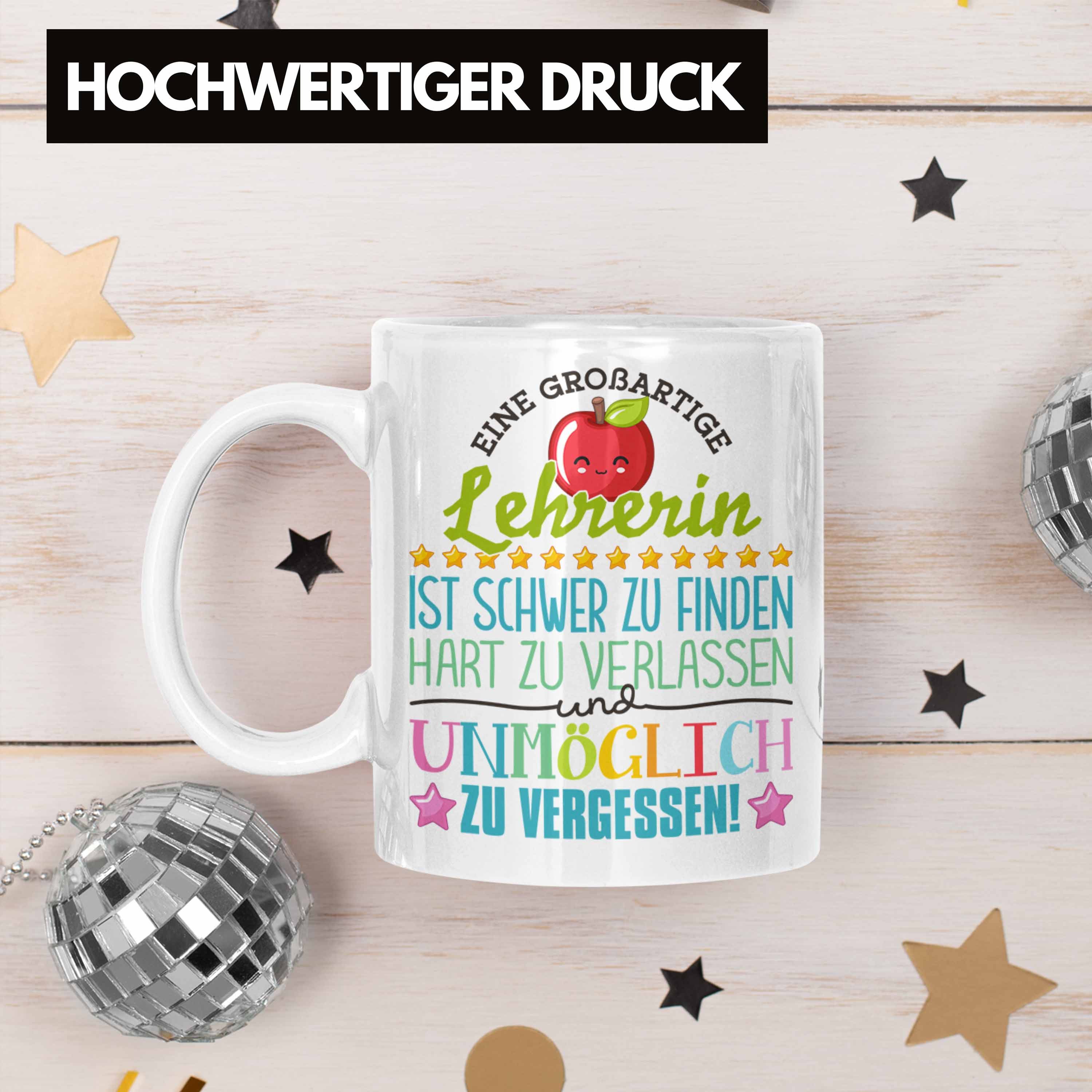 Trendation Tasse Lehrerin Abschied Tasse Abschiedsgeschenk Spruch Lehrerin Geschenkidee, Keramik