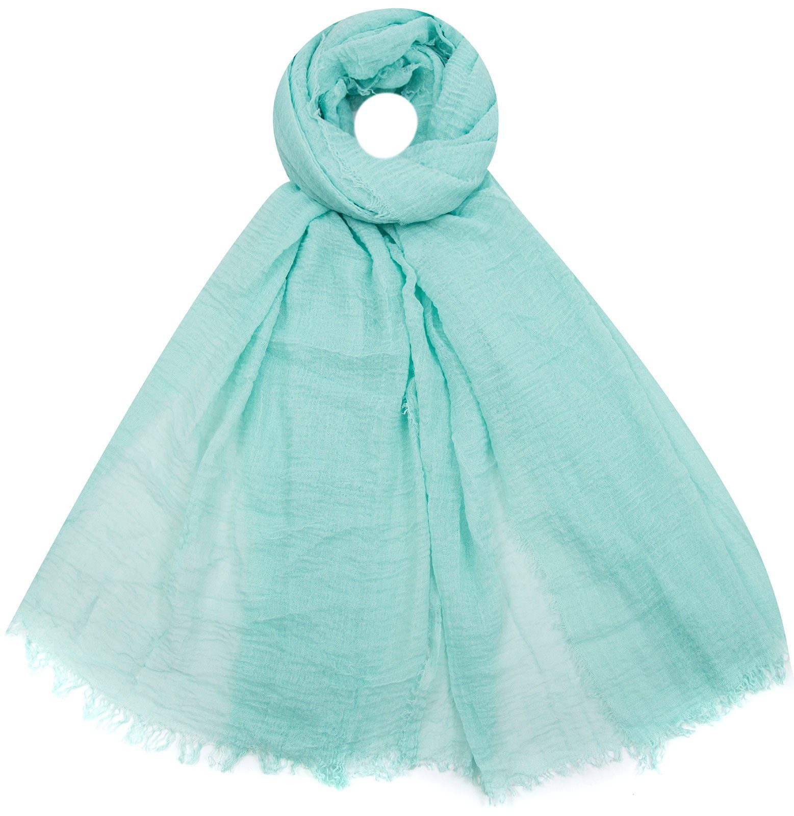 Faera Modeschal, Damen Schal unifarben weich und leicht Crinkel-Schal mint