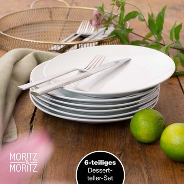 Moritz & Moritz Tafelservice BASIC Dessertteller Set (6-tlg), 6 Personen, Porzellan, für 6 Personen - spülmaschinen- und mikrowellengeeignet