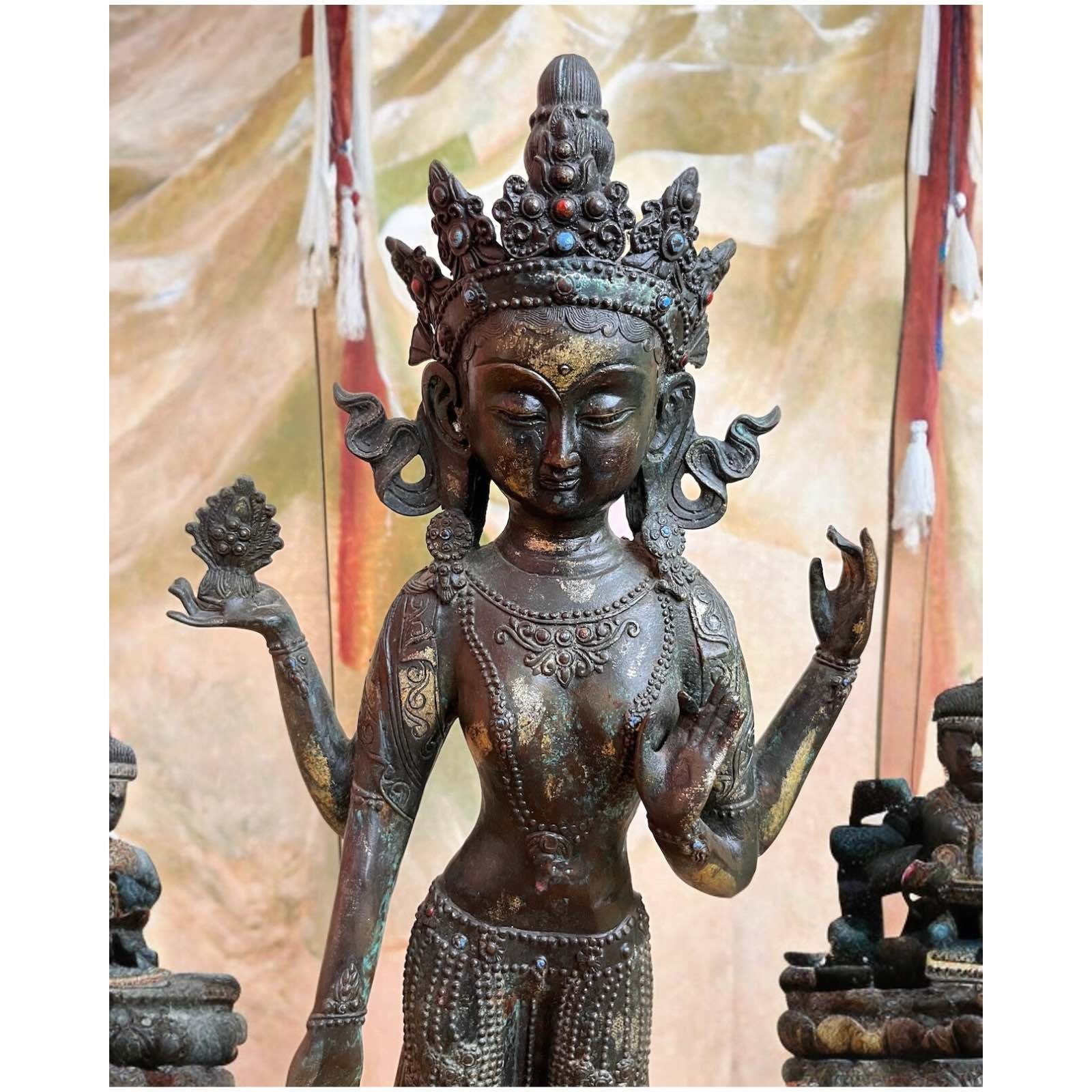 LifeStyle Asien Avalokiteshvara groß Figur Bronze Chenrezig Buddhafigur 67cm Tibet