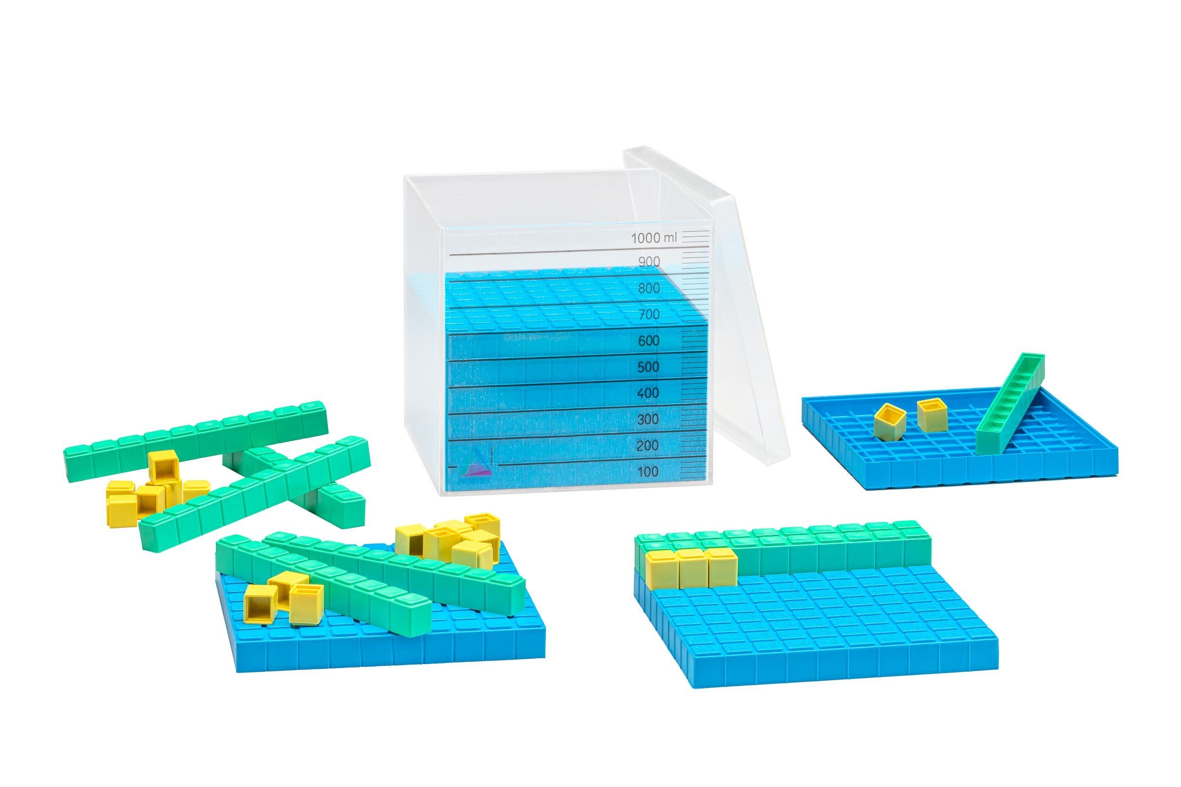 Wissner® aktiv lernen Lernspielzeug Kubikdezimeterwürfel 3 Farben, RE-Plastic® Dezimalrechnen Mathematik, RE-Plastic®
