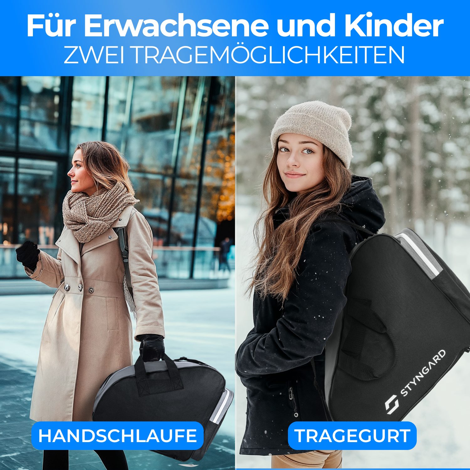 Styngard Sporttasche MONTREAL, Schlittschuhtasche Damen & Herren - Inlinertasche für Eislaufschuhe