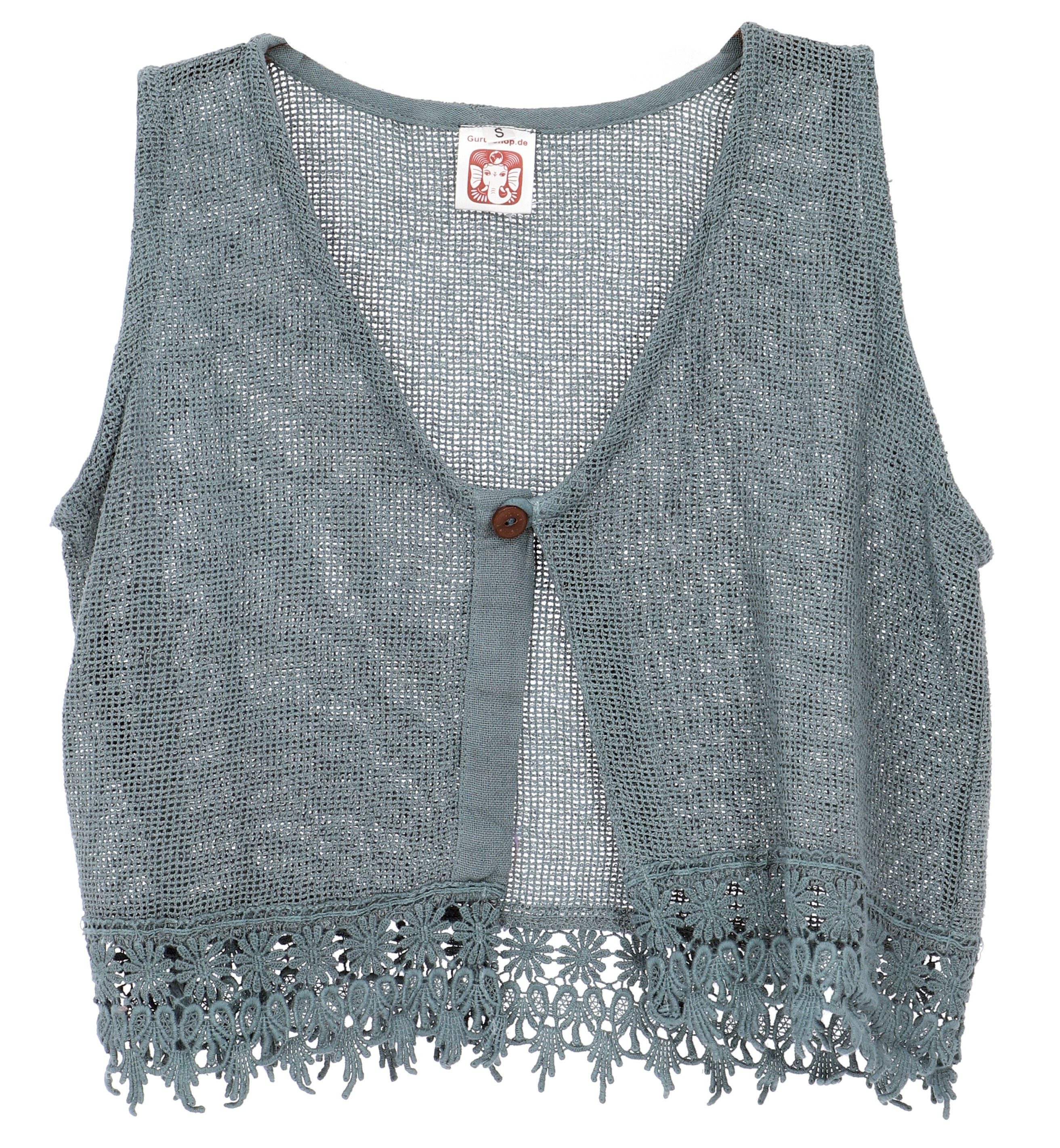 Guru-Shop T-Shirt Natürliches Boho Style Top, offenes Top, Weste.. Festival, Ethno Style, alternative Bekleidung