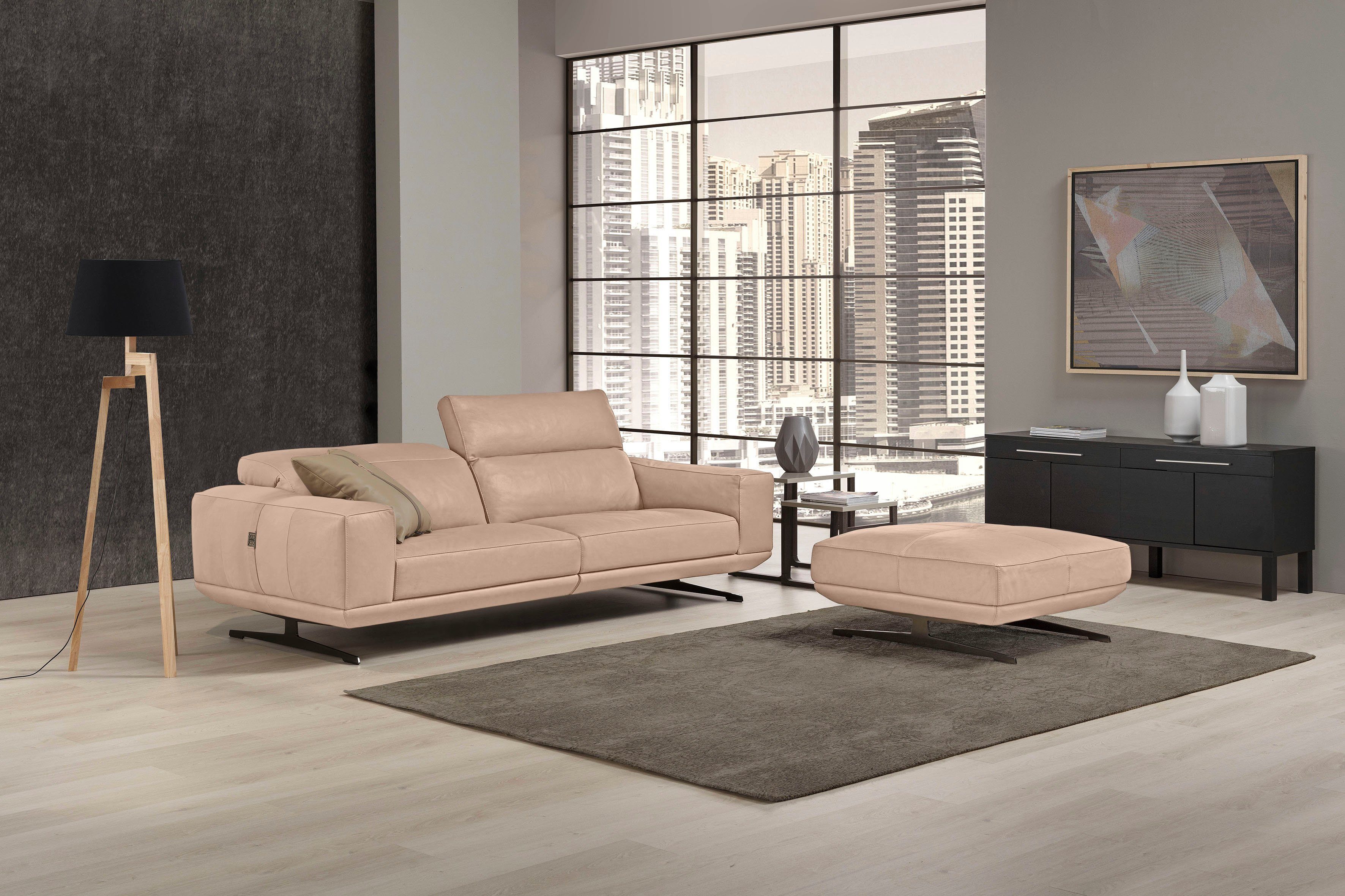 Egoitaliano 2,5-Sitzer Gloria, super bequem und hochwertige Verarbeitung, edles Design, beidseitig verstellbare Rückenelemente, mit Metallfüßen