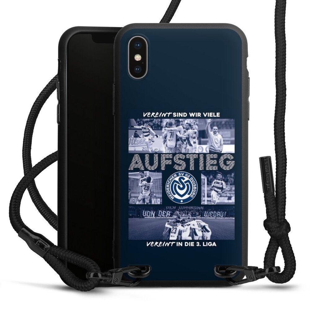 DeinDesign Handyhülle MSV Duisburg Aufstieg Offizielles Lizenzprodukt, Apple iPhone X Premium Handykette Hülle mit Band Case zum Umhängen