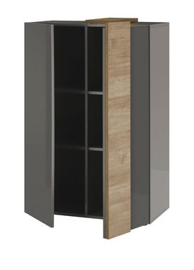 MCA furniture Highboard Positano (Kommode im grau Hochglanz mit Eiche, BxH ca. 78 x 116 cm), Front und Korpus in Hochglanz, Soft-Close