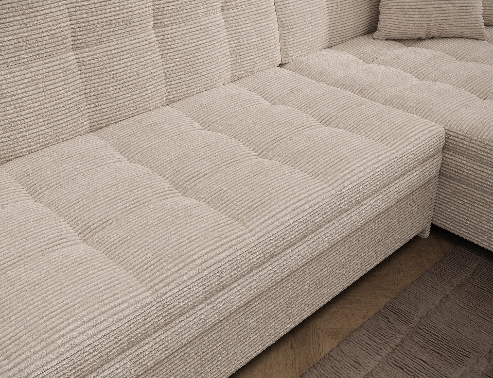 MF Design Ecksofa Ecksofa mit Schlaffunktion in Webstoff, Dolphin / false / Ja