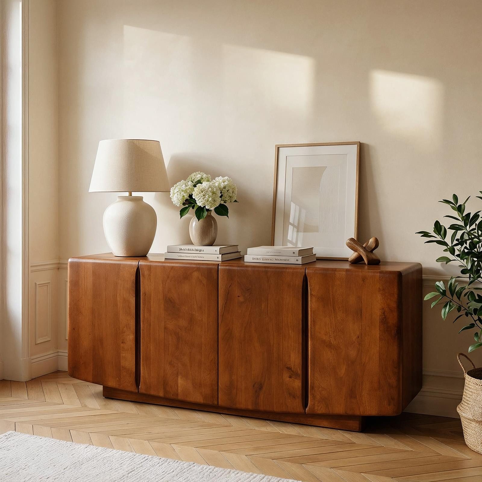 IDIMEX Sideboard COLENSO, Anrichte aus massivem Mangoholz mit 4 Türen und Stauraum Dunkelbraun