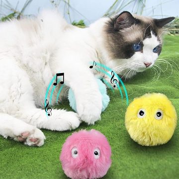 yozhiqu Tier-Rasselball Katzenball, Kätzchenspielzeug, Plüschball 3-teiliges Set, Interaktives Katzenspielzeug mit Sound, Kätzchenspielzeug für Katzen
