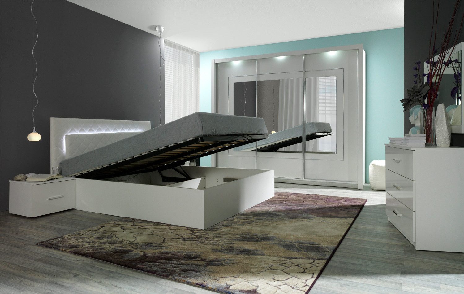 Lukas Möbel Komplettschlafzimmer Schlafzimmer Komplett Panarea in Hochglanz günstig online kaufen