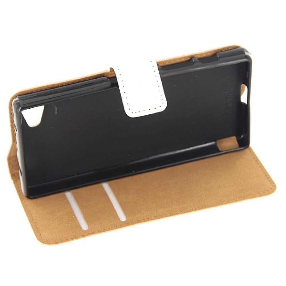 Handytasche Book Case Handyhülle für Sony Xperia Z5 Compact Weiß Leder Schutz (Book Cover)