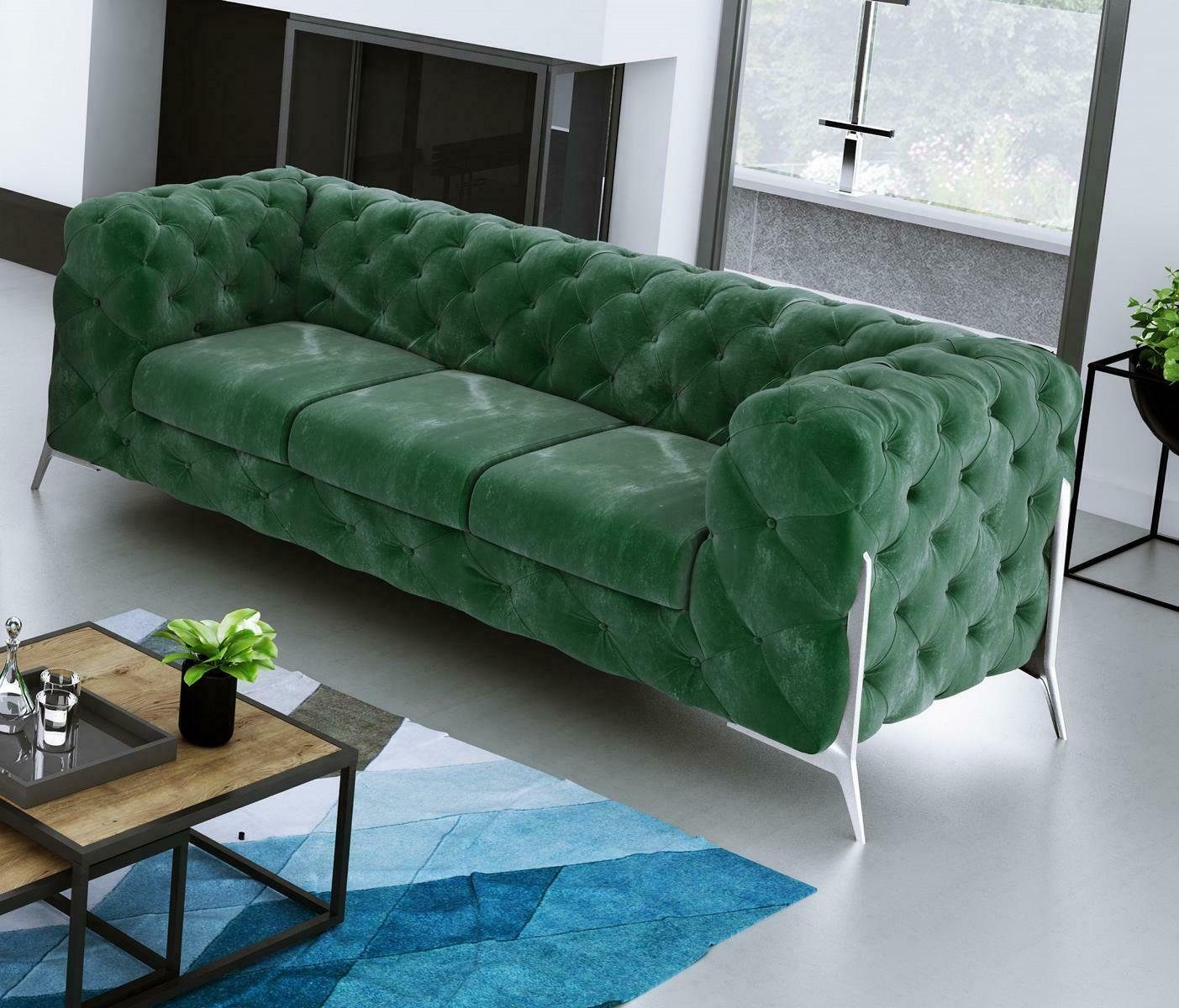 JVmoebel Sofa Moderner Brauner Chesterfield Dreisitzer Luxus Polster Couch Neu, Made in Europe Grün