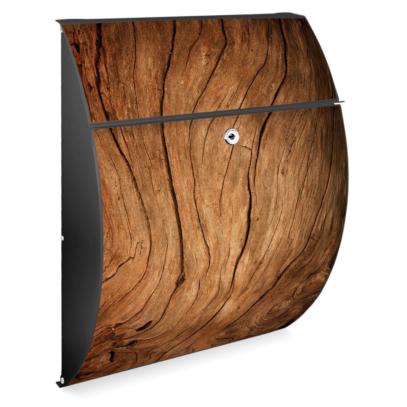 banjado Wandbriefkasten Burg-Wächter Riviera anthrazit mit Motiv Trockenes Holz (Wandbriefkasten witterungsbeständig, pulverbeschichtet), 33,5 x 46 x 13 cm