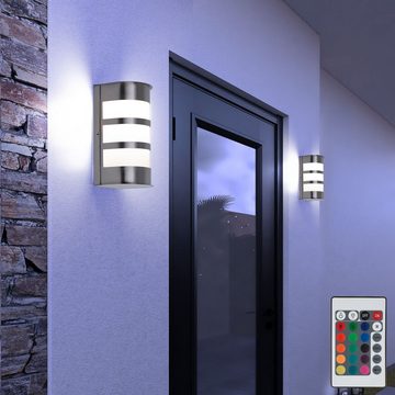 etc-shop Außen-Wandleuchte, Leuchtmittel inklusive, Warmweiß, Farbwechsel, RGB LED Design Wand Leuchte 7 Watt Farbwechsel Grundstück