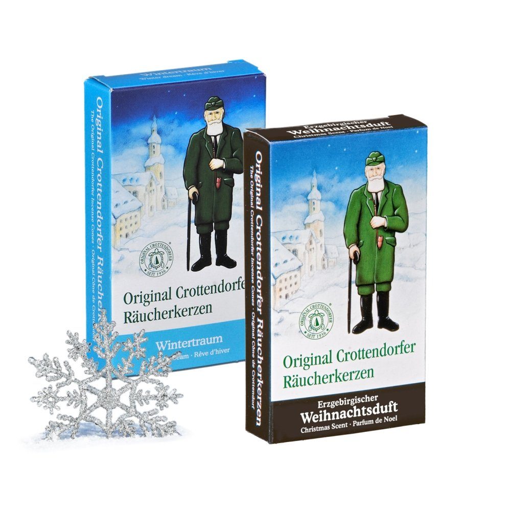 Crottendorfer Duftkerze Räucherkerzen - Erzgebirgischer Weihnachtsduft / Wintertraum, Weihnachtsdüfte im 2er Set - Made in Germany