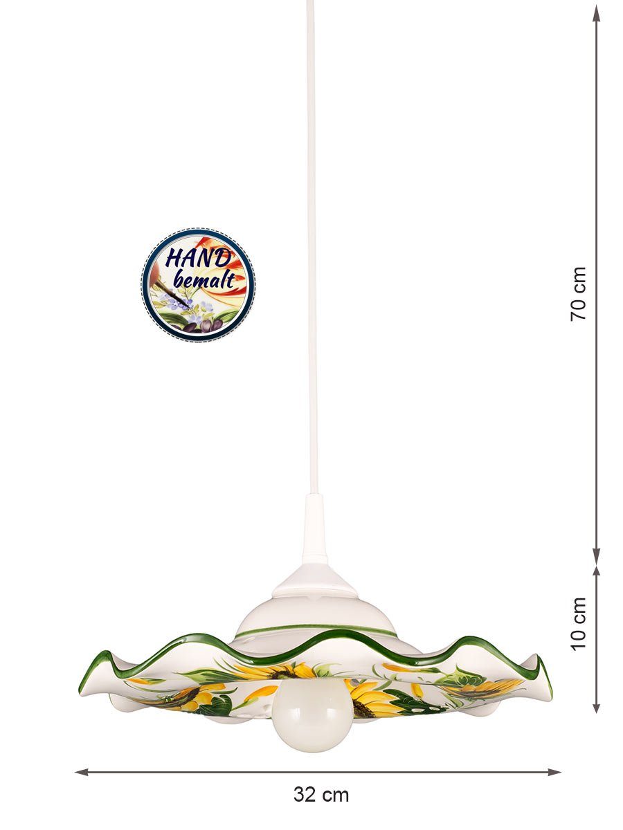 Helios Leuchten Pendelleuchte Küchenlampe Keramik, Keramiklampe, Deckenlampe, Hängelampe, für Esszimmer Küchentisch, handgefertigt handbemalt