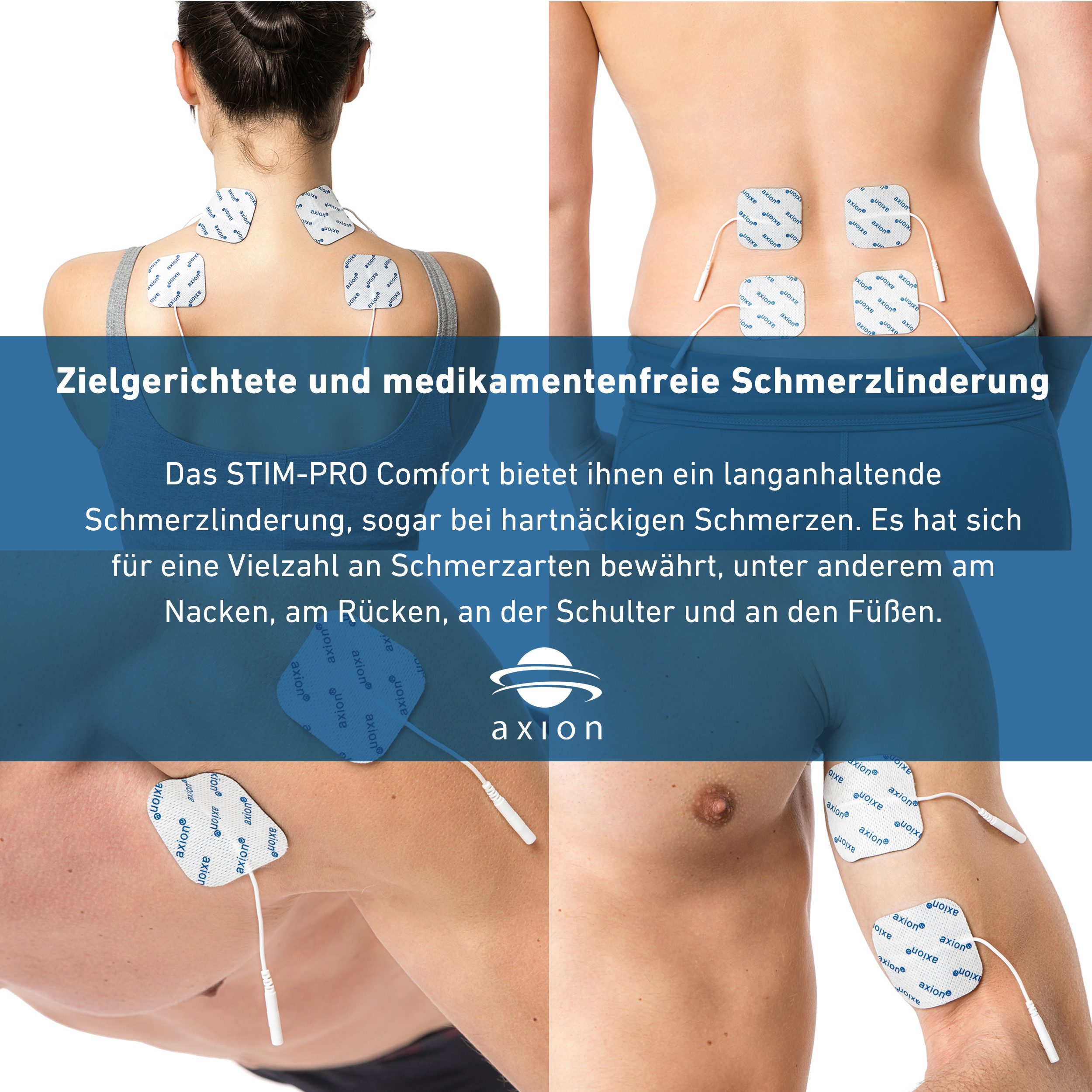 Axion TENS-Gerät 2 Kanal TENS Gerät STIM-PRO COMFORT gegen Schmerzen, (Set), Medizinprodukt nach MDR (EU) 2017/745