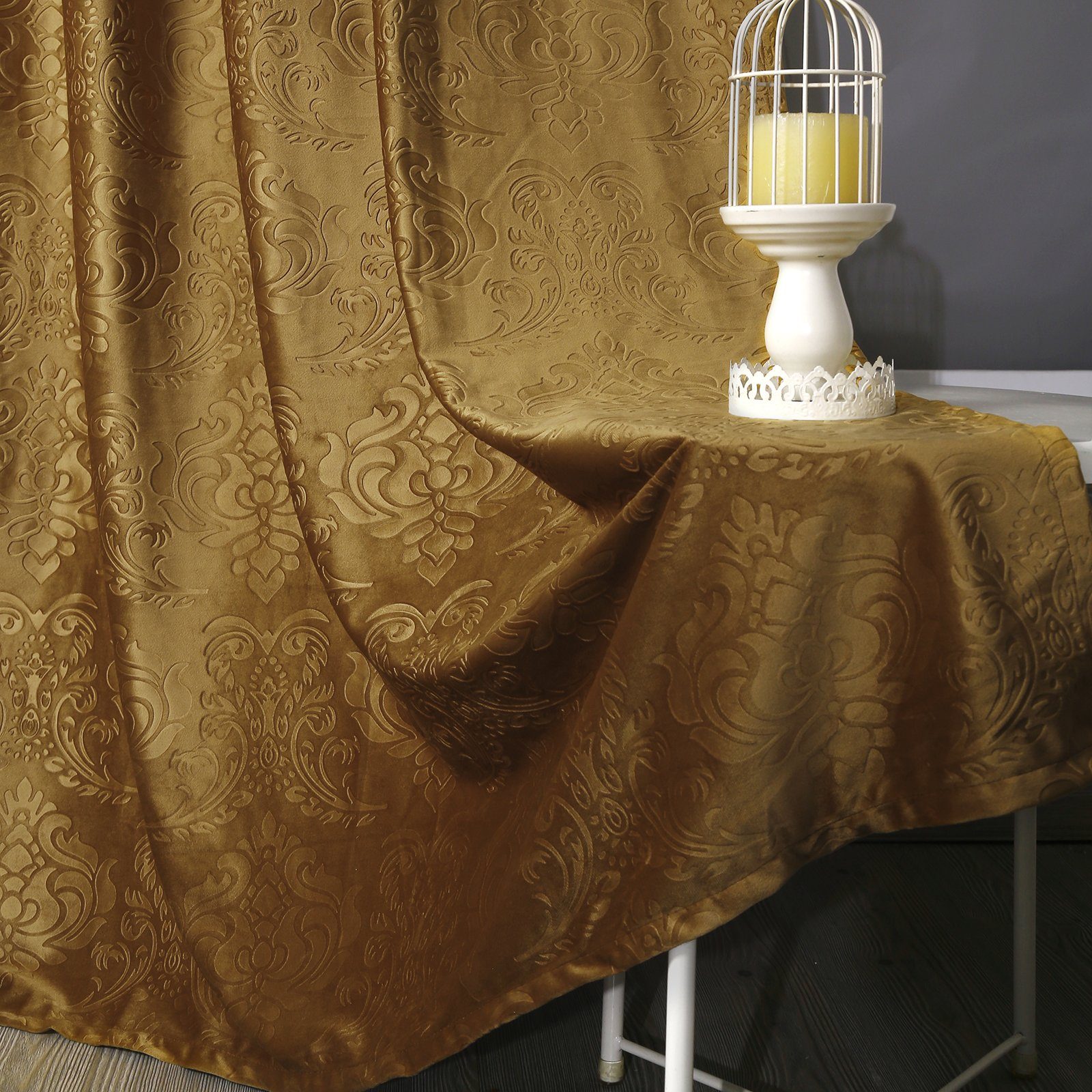 Crushed Rosnek, Wohnzimmer Gold St), Vorhang für H×B:183×132;213×132;244×132 Marokko Samt, (2 Schlafzimmer Deko, Luxus,